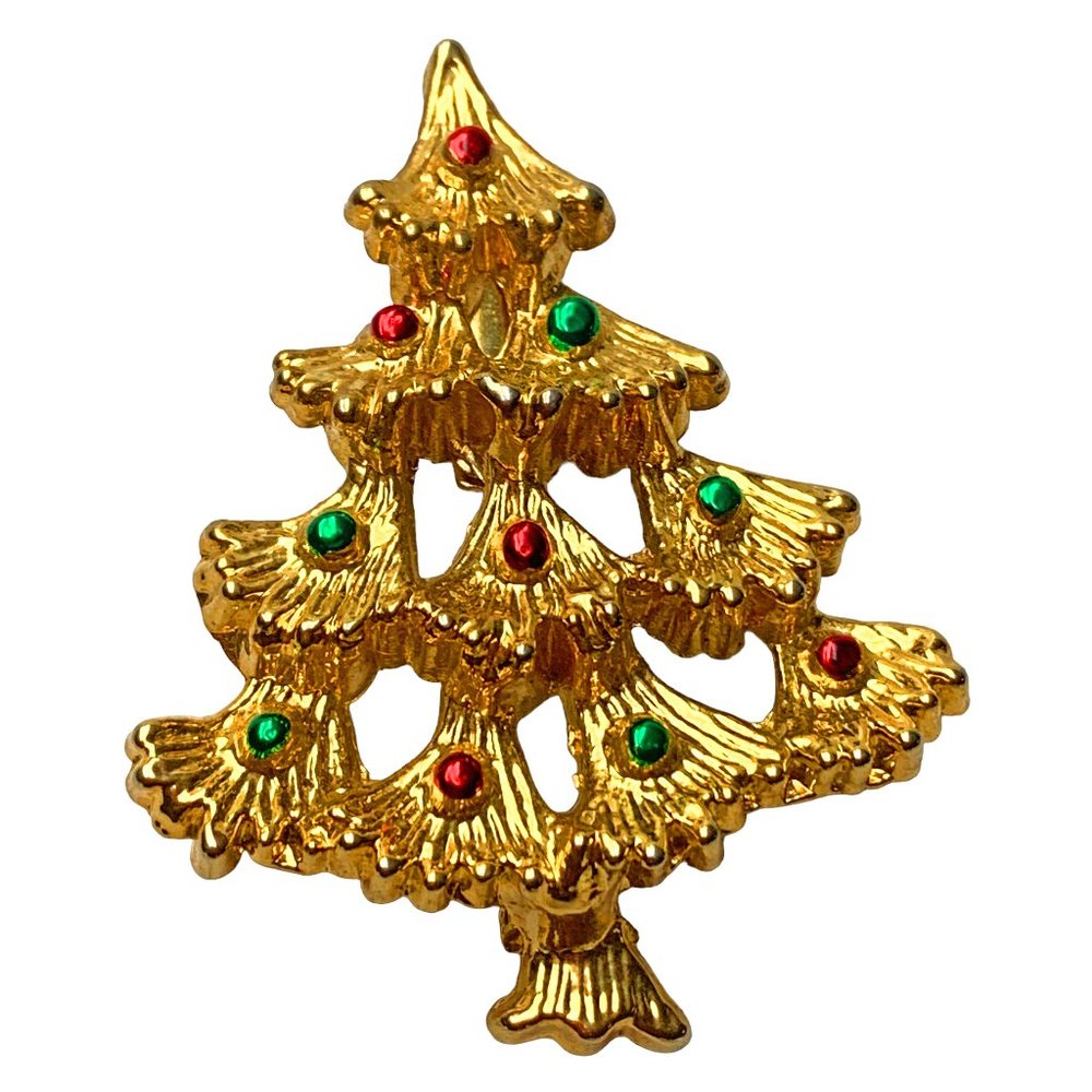 Vintage AAI Gold Toned Christmas Brooch Pin‎